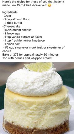 there is a recipe for cheesecake with lemons on top and whipped cream on the bottom