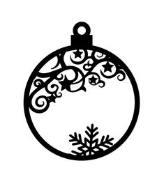 a black and white christmas ornament with snowflakes