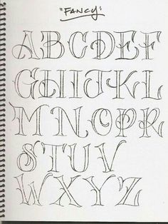 the upper and lower case of an old english alphabet, with cursive writing