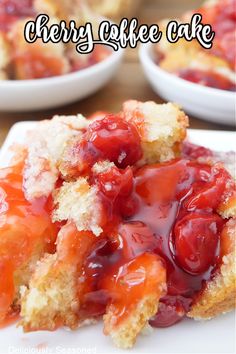 a piece of cherry coffee cake on a plate