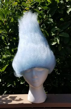 "Custom made troll hair for baby to adult sizes. This listing is for a light blue troll wig; perfect for a Biggie Costume. This hat is a bit shorter than my regular Troll hats to match the Biggie character's hair. It also fits like a winter hat so you can even wear it to keep warm in the cold weather. Baby size fits up to a 17\" circumference and is 12\" tall. Child fits up to a 20\" circumference and is 11\"-12\" tall. Adult fits up to a 23\" circumference and is 12\"-13\" tall. (if you need it Blue Whimsical Costume Hats And Headpieces, Themed Blue Costume Hats And Headpieces, Blue Halloween Costume Hats And Headpieces, Troll Wig, Blues Dance, Halloween Hat, Halloween Hats, Costume Hats, Dance Costume