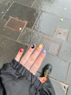 short nails inspo colourful nails pool nails fun red black yellow blue orange Fun Yellow Nails, Pool Ball Nail Designs, Billard Nails, 8 Ball Nail Design, Pool Balls Nails, 8 Ball Nails Short, Pool Ball Nails, Primary Color Nails, Cool Short Nails