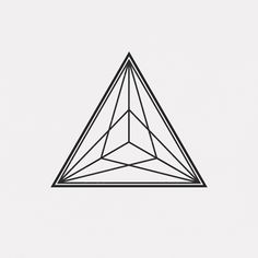 a black and white image of a triangle with lines in the shape of a pyramid