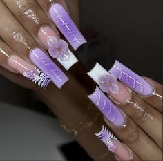 #purplenails #nailart #nailtech #nailsoftheday #nail2inspire #nailsart #lavender #naildesign #summernails #fashion #style #summervibes #inspo Purple Square Nail Designs, Purple Summer Nails, Nails Aesthetics, Girls Nail Designs, Latest Nail Designs, Purple Nail Art, Purple Acrylic Nails, Long Acrylic Nail Designs, Hard Nails