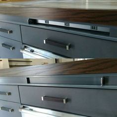 the drawers are made from metal and wood