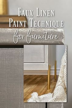 an image of a bench with the words faux linen paint technique for furniture