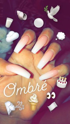 *De De Tamela* ⚠Follow Me For more Luxurious Pins⚠ White Ombre Nails Coffin, Acrylic Nails Ombre, Ombré Coffin, Ombre Nails Coffin, White Ombre Nails, Pedicure Gel, Coffin Design, Coffin Acrylic Nails, Nails Grunge