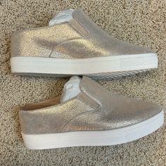 Caslon Brand From Nordstrom. Brand New Gold Slip-on Sneakers For Spring, Gold Synthetic Sneakers For Spring, Gold Slip-ons For Spring, Gold Synthetic Sneakers For Summer, Gold Synthetic Summer Sneakers, Striped Sneakers, Mule Sneakers, Casual Sneakers Women, Loafer Sneakers