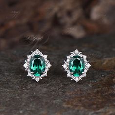 Product Detail Material: 925 Sterling Silver, 10k/14k/18k Solid Rose/White/Yellow Gold, Platinum Quantity: 2pcs (a pair) earrings Center Stone: 6x8mm Oval Cut Lab Emerald Side Stones: Round Cut Moissanites Custom Service 1, Gemstones can be replaced with others. 2, All metal can be customized. 3, The earrings can be customized according to the design you want. Please contact us if you need any personalized custom earrings. We will try our best to meet your needs. Only you can't think of it, we can't do it without us. Shipping It's made-to-order jewelry, it will take 2-4 weeks to make it. Once the pendant/necklace is finished, it will be sent by USPS, FedEx or DHL. Return & Refund There is a 30-day return guarantee. But as it's handmade pendant/necklace, handcrafted fee and shipping fee nee Oval Gemstone Earrings For Formal Occasions, Oval Matching Earrings For Anniversary, Oval Emerald Earrings For Anniversary, Fine Jewelry Oval Emerald Earrings, Oval Cubic Zirconia Earrings Hallmarked, Halo Setting Earrings For Anniversary, May Birthstone, Halo Setting Earrings With May Birthstone For Anniversary, Formal Oval Earrings With Halo Setting, Wedding Earrings With Halo Setting For May Birthstone