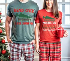 A funny t-shirt perfect for a couple during Christmas, giving off a festive and humorous vibe. This unisex heavy cotton tee is ideal for anyone looking to add some holiday spirit to their wardrobe. Product features - Made from strong and smooth fabric for printing - Ribbed knit collar for shape retention - Ethically sourced US cotton for sustainability - Classic fit for comfortable wear - Certified by Oeko-Tex for safety and quality assurance Care instructions - Machine wash: warm (max 40C or 10 Christmas Giving, Xmas Couple, Griswold Family, Couple Gifts For Her, Griswold Family Christmas, Funny Couple Shirts, Couple Christmas, Funny Couple, Christmas Gifts For Couples