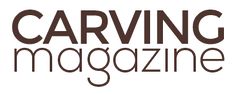 the carving magazine logo is shown in black and white, with brown lettering on it