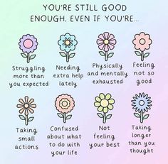 Bright Quotes, Cute Images With Quotes, Mental Health And Wellbeing, Wellness Blog, You Are Enough