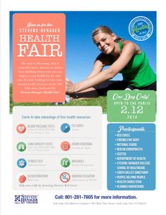 Steven's Henager College- Health Fair Health Fair Flyer, Marketing Job, Wellness Ideas, Fitness Event, Hospital Health