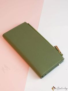 BirdinBag - Stylish & Spacious Womens Long Wallet with Unique Design & Multiple Card Slots Leather Style, Green Pattern, Style Minimalist, Long Wallet, Leather Fashion, Card Slots, Color Blocking, Slots, Pu Leather