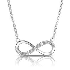 PRICES MAY VARY. ❤️✦CONFESSION OF ENDLESS LOVE ✦ Express your love and belief with infinity necklaces for women, perfectly designed with infinity symbol representing everlasting love and eternity. The infinity necklace with cross adorned with sparkling Cubic Zirconia, so stunning and lovely. ❤️✦QUALITY MATERIAL✦ Each Eleganzia sterling silver jewelry is stamped with 925 to guarantee used of genuine 925 Sterling Silver, ensuring lasting shine. The beautiful infinity necklace for women (adjustable Silver Necklace For Girlfriend, Infinity Symbol Necklace, Infinity Cross, Infinity Necklace Silver, Cleaning Silver Jewelry, Infinity Pendant, Infinity Love, Necklace For Girlfriend, Infinity Necklace