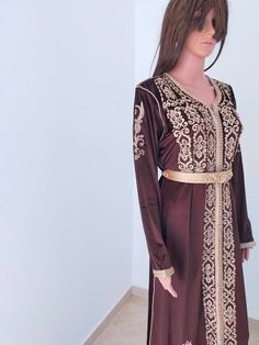 Kaftan, caftan, moroccan kaftan dress, moroccan kaftan, takchita, traditional kaftan, party dress, wedding dress, moroccan caftan, abaya KATY A nice Moroccan kaftan embroidered with high quality of materials, handcrafted, designed by KKaftan. -This kaftan comes with belt -It has a fabulous embroidery work - Silk golden aqads - Silk golden sfifa - Golden handmade embroidery. Don't forget to leave your telephone number when you order, on a note or Etsy message to make the receiving easy and sure. Floor-length Festive Fitted Kaftan, Festive Fitted Floor-length Kaftan, Elegant Fitted Kaftan With Dabka Details, Fitted Kaftan With Dabka For Traditional Ceremonies, Fitted Anarkali Style Long Sleeve Kaftan, Elegant Fitted Dabka Kaftan, Fitted Anarkali Kaftan With Long Sleeves, Fitted Maxi-length Kaftan For Traditional Ceremonies, Fitted Maxi Length Kaftan For Festive Occasions