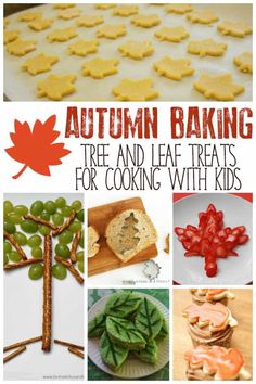 autumn baking tree and leaf treats for cooking with kids is an easy way to learn how to bake