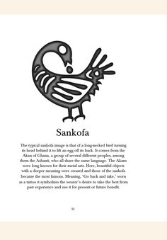 an image of a bird with the words sanka written in black and white on it