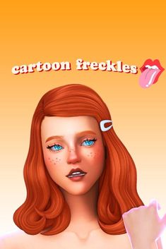 a girl with freckles on her face and the caption reads, cartoon freckles