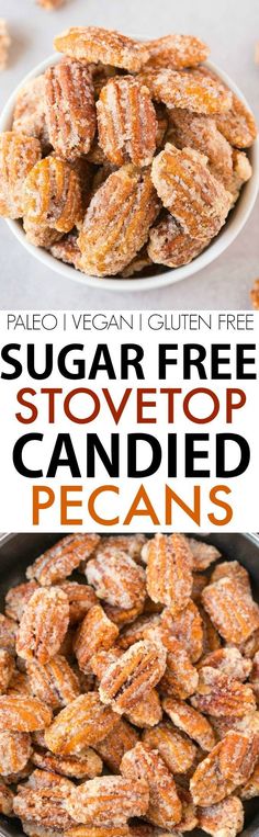 sugar free stovetop candies in a pan with the words, paleo vegan gluen free sugar free stovetop candies