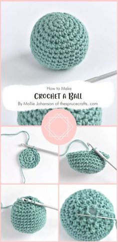 the crochet ball is being worked on