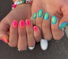 #spring #summer #trendy #nails #acrylic #2024 Almond Aura Nails, Chilling At The Beach, Spring Break Nails, Summer Nail Ideas, Sunny Vibes, Tropical Nails, Broken Nails