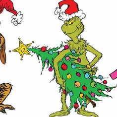 the grinch is dressed up as santa claus and he's getting ready to decorate his christmas tree