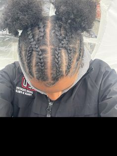 Natural black hair  #blackhairgrowth #blackgirl Cute Hairstyles To Do On Natural Hair, Crisscross Braids Hairstyles, Natural Hair Styles With Braids Short, Natural Black Hairstyles Braids, Puff Hairstyles Black Women Short Hair, 2 French Braids Into Buns, Natural Hair Two Braids, Cute Natural Twist Hairstyles, Natural Hair Styles Black Women 4c