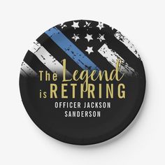 the legend is retrieving badge with an american flag and blue line on it