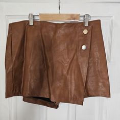 Never Worn Faux Brown Leather Size L Brown Faux Leather Shorts For Night Out, Brown Faux Leather Shorts For Spring, Chic Brown Leather Shorts, Chic Brown Faux Leather Shorts, Brown Faux Leather Shorts, Fashion Nova Shorts, Shorts Fashion, Skorts, Leather Mini