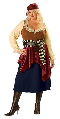 a woman in a pirate costume posing for the camera