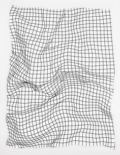 an abstract black and white drawing on paper with lines in the middle, as if it were woven into fabric