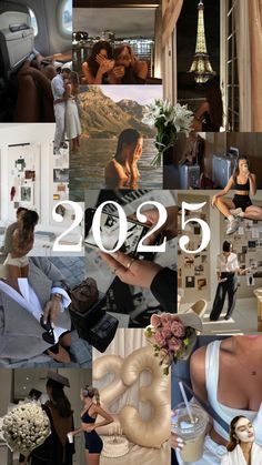 a collage of photos with the numbers 2055 written in white on them and images of people