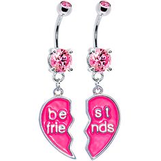 for the best friend! Pink Heart Belly Rings For Valentine's Day, Pink Body Jewelry For Valentine's Day Gift, Pink Internally Threaded Piercings As Gift, Pink Internally Threaded Piercings For Gifts, Pink Internally Threaded Belly Rings As Gift, Nickel-free Pink Belly Rings As Gift, Adjustable Nickel-free Pink Belly Rings, Cute Belly Rings, Belly Button Piercing Jewelry