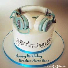 a cake with headphones on top of it