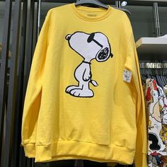 Snoopy  Sweatshirt Easy 30 day return policy Casual Character Print Sweatshirt For Loungewear, Casual Crew Neck Sweatshirt With Character Print, Casual Sweatshirt With Character Print, Crew Neck, Yellow Casual Sweatshirt With Cartoon Print, Casual Character Print Sweatshirt With Relaxed Fit, Snoopy Sweatshirt, Pug Shirt, Sarcastic Gifts, Snoopy Love