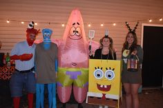 some people are dressed up as characters from spongebob