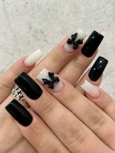 White French Acrylic Nails, Black And White French, Rave Nails, Aqua Nails, Wow Nails, Spring Acrylic Nails, Nails Now, Grunge Nails