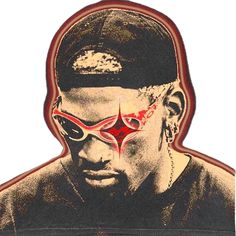 a close up of a person wearing a baseball cap and sunglasses with the image of a man's face painted on it