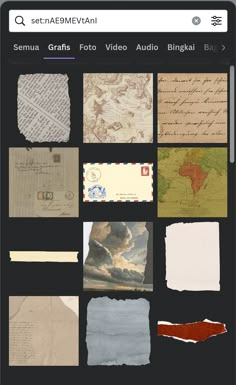 an iphone screen with many different papers on it, including one that has been altered