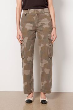 Add utility-inspired style to your wardrobe with these camo trousers by Pistola. Crafted in non-stretch cotton, the Addie pants feature a relaxed, tapered leg, high-rise fit, and cargo side pockets. | PISTOLA Women's Addie Camo Pants, Size 28 Camouflage Relaxed Fit Straight Leg Cargo Pants, Camouflage Cargo Pants With Tapered Leg, Camouflage Straight Leg Utility Cargo Pants, Camouflage Tapered Leg Pants With Cargo Pockets, Relaxed Fit Camouflage Cargo Pants For Fall, California Street Style, Camo Trousers, Camo Pant, Cowl Neck Top