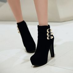 High Heels Ankle Boots, Shoe Ideas, Suede High Heels, Platform Heels Chunky, High Heel Boots Ankle, Shoes Heels Pumps, Black High Heels, International Fashion, Trendy Shoes