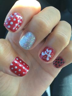 Alabama nails Mommy Nails, Country Acrylic Nails, Bday Nails, Nail Styles