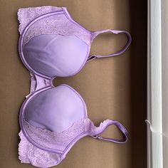 Purple Lace And Rhinestone Victoria Secret Bra. Never Worn. Bra Rhinestones, Purple Bra And Under Set, Elegant Purple Bra With Lace Trim, Victoria's Secret Purple Bra For Spring, Fitted Purple Bra With Lace Trim, Elegant Victoria's Secret Purple Bra, Elegant Purple Victoria's Secret Bra, Victoria's Secret Purple Party Bra, Purple Lace Bra