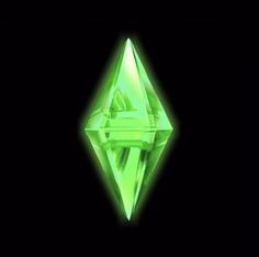 a glowing green diamond on a black background