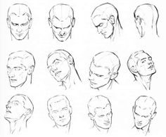 a bunch of different facial expressions drawn in pencil