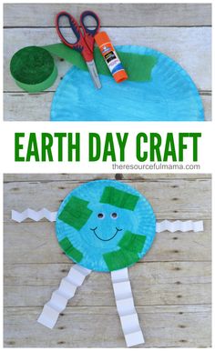 an earth day craft with paper plates and scissors