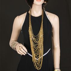 Henri Bendel Gold Tone Body Chain. Many Different Ways Of Wearing The Body Chain. Gold-tone Multi-strand Chain Necklace For Party, Multi-strand Chain Necklaces For Evening, Evening Multi-strand Chain Necklaces, Elegant Beaded Chain Necklace For Evening, Gold-tone Adjustable Chain Necklace For Evening, Evening Metal Chain Necklace, Evening Gold-tone Adjustable Chain Necklace, Luxury Beaded Chain Necklace For Party, Elegant Gold-tone Chain Necklace For Evening