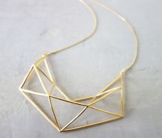 Long Structure Necklace Geometric 3-D necklace by shlomitofir on Etsy All That Glitters Is Gold, Printed Jewelry, Statement Necklaces