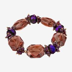 Bead Type: GlassCircumference: 7 InchMetal Color: BrownMetal: AlloyCare: Wipe CleanCountry of Origin: Imported Elegant Purple Stretch Bracelet With Faceted Beads, Elegant Purple Stretch Bracelet For Party, 1928 Jewelry, Gold Rings Fashion, Individual Style, Modern Fashion, Arm Candy, Faceted Bead, Stretch Bracelets